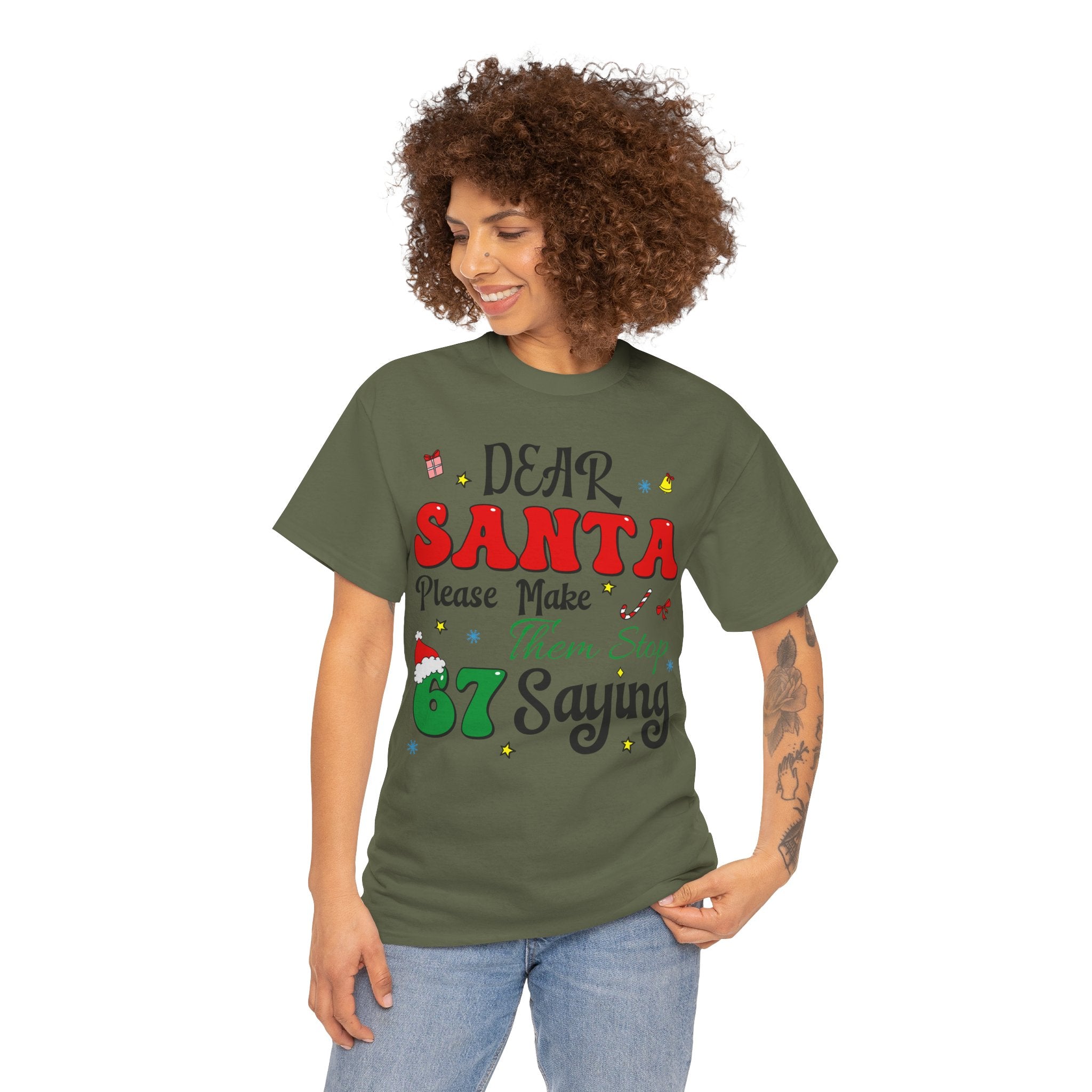 Santa 67 Them Stop Christmas Unisex Cotton Tee