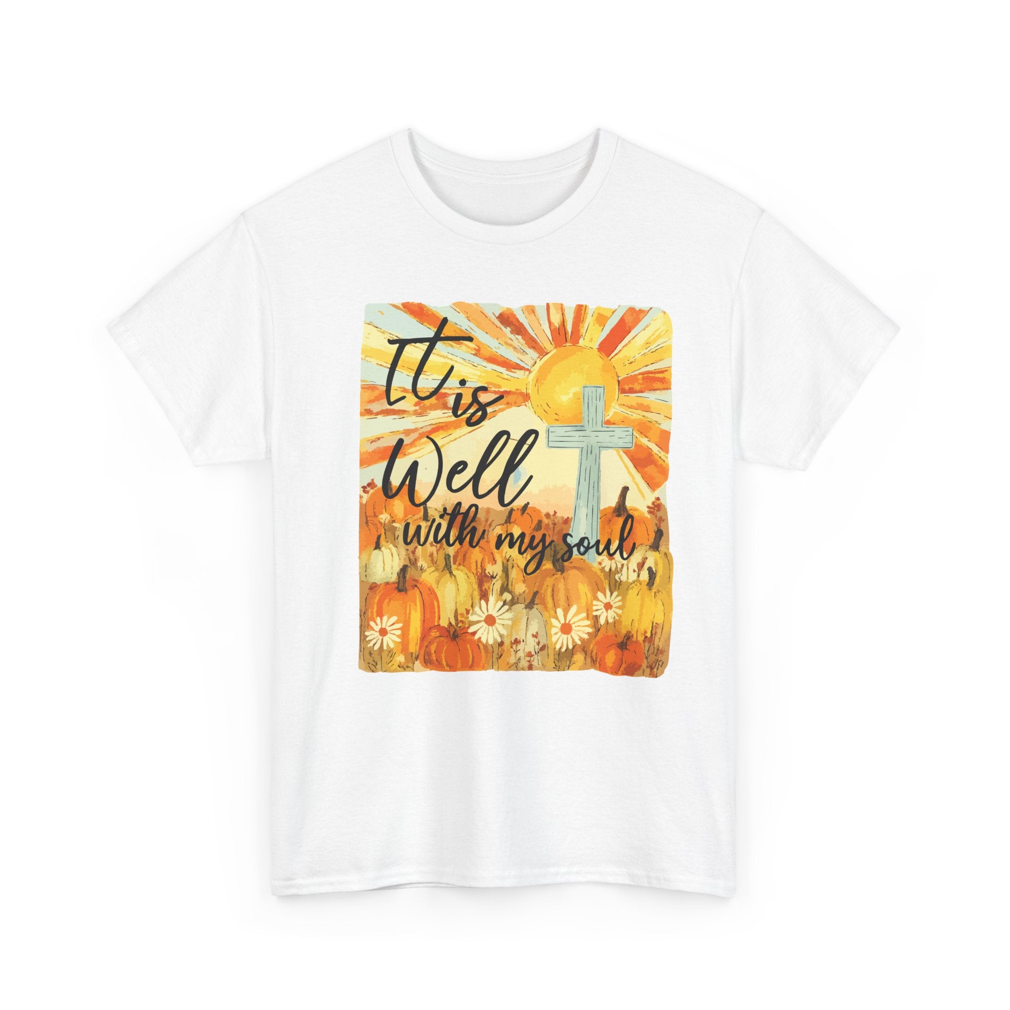 It Is Well With My Soul Pumpkin Sunrise Unisex Cotton T-Shirt