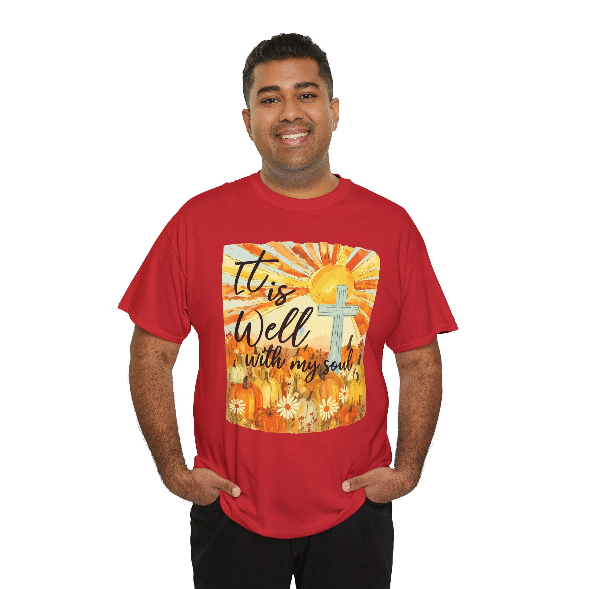 It Is Well With My Soul Pumpkin Sunrise Unisex Cotton T-Shirt