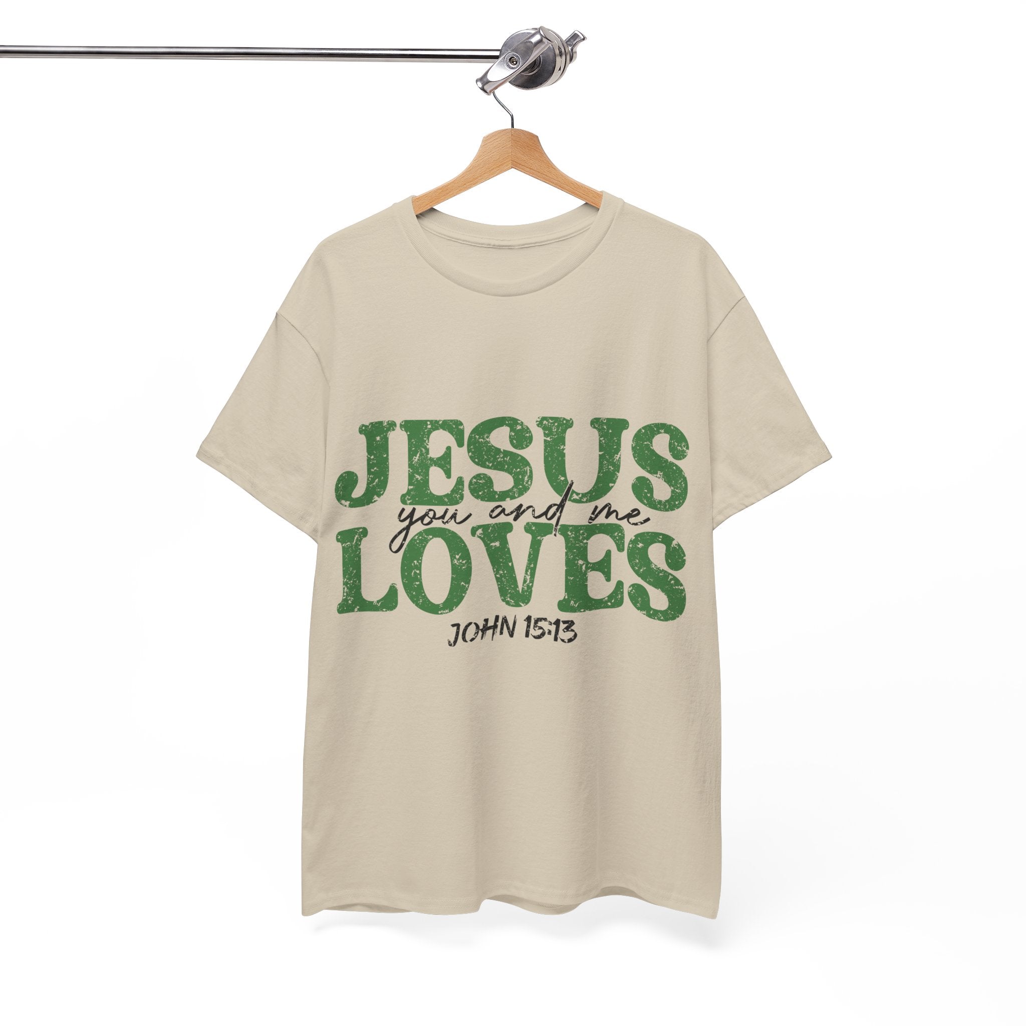 Jesus Loves Vintage Tee — Green Retro Christian Unisex Cotton T-Shirt