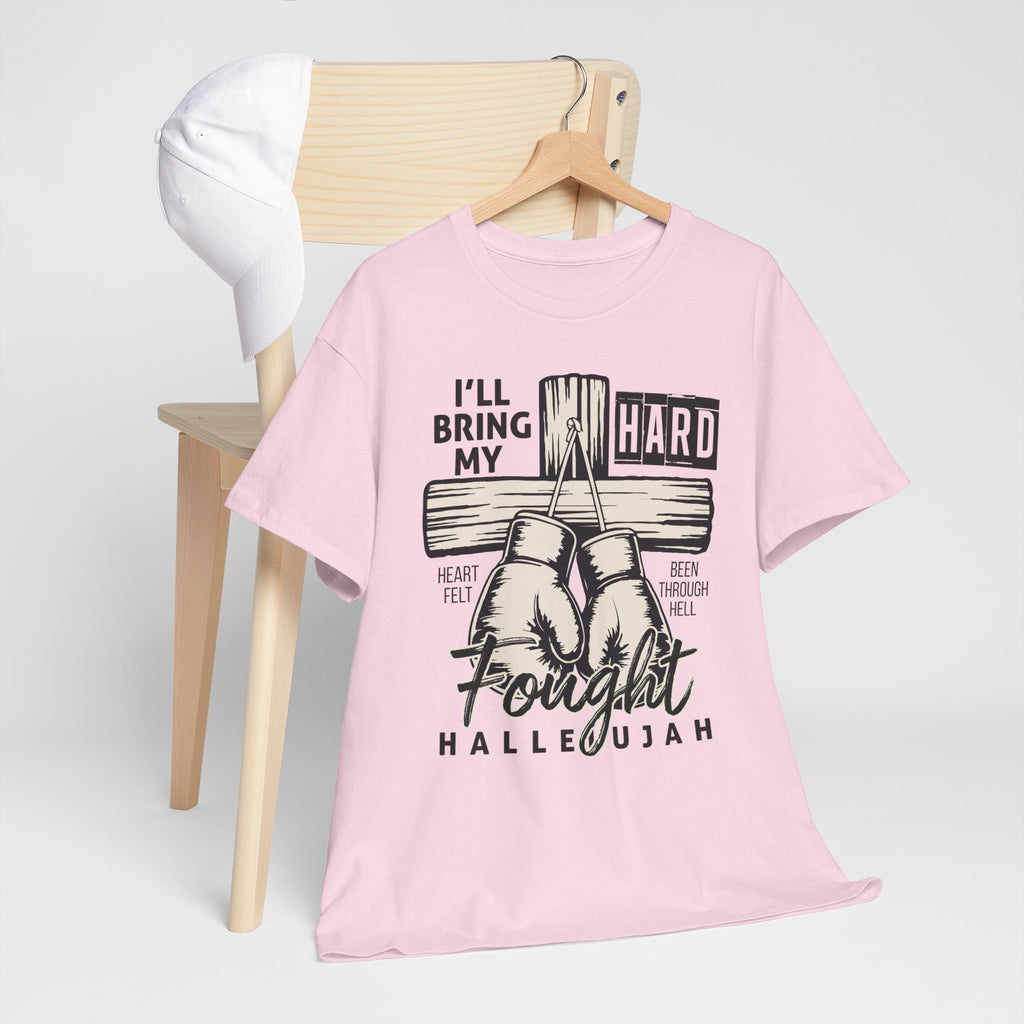 Christian Boxing Gloves Cross Tee — "I’ll Bring My Hard-Fought Heart."Unisex Cotton Tee