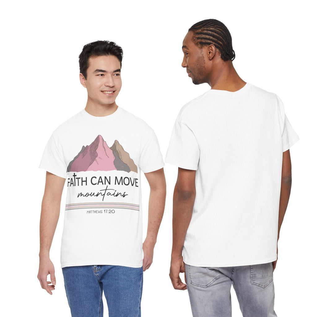 Faith Can Move Mountains Mountain Tee — Pastel Inspirational Christian Unisex Cotton T-Shirt
