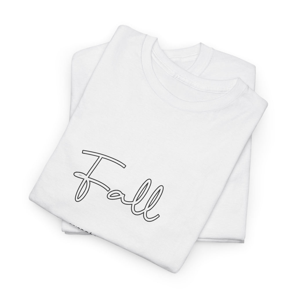 Fall Cursive Typography T-Shirt — Sweaters, Cider & Pumpkins. Unisex Cotton Tee