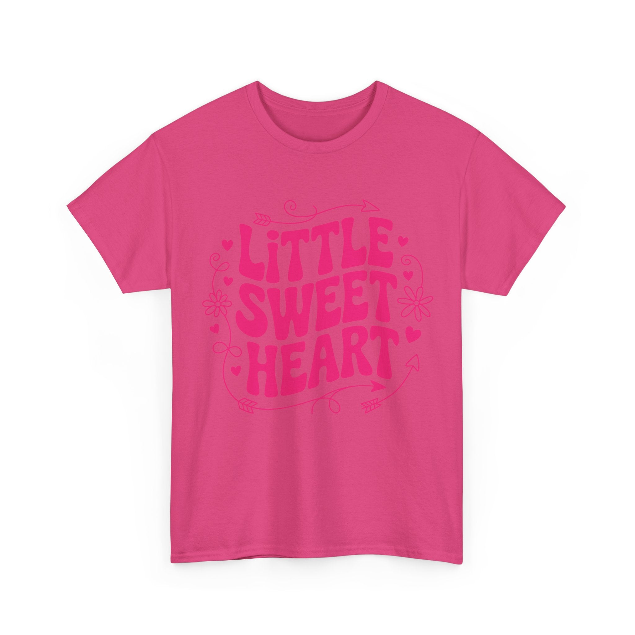 Little Sweetheart Retro Tee — Cute Red Hearts & Flowers Graphic Unisex Cotton Tee