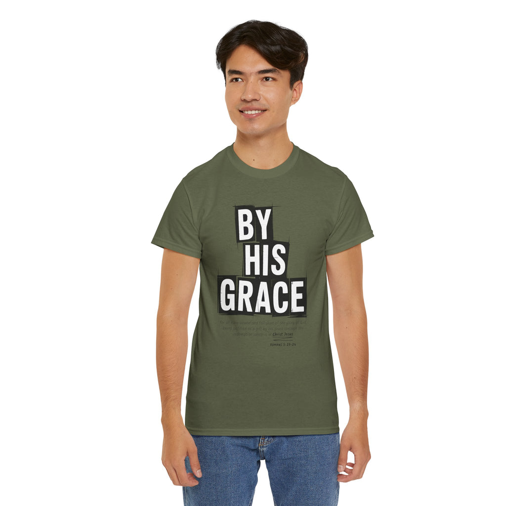 By His Grace tee — Minimalist Faith Christian Unisex Cotton T-Shirt