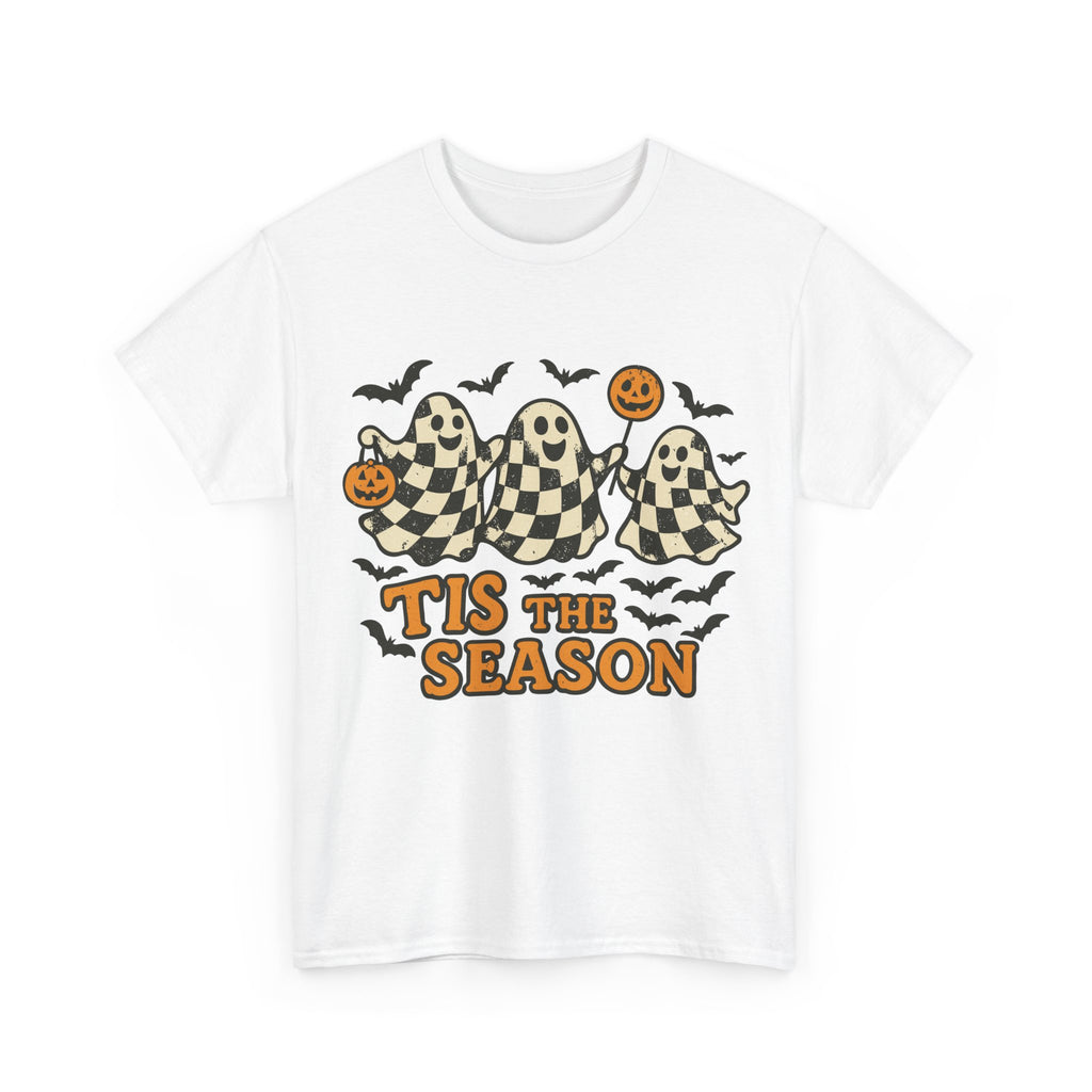 Halloween Ghosts Checker Pattern Unisex Cotton Tee