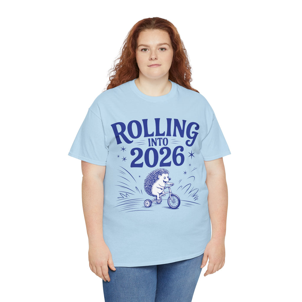 Rolling Into 2026 Hedgehog Tricycle Unisex Cotton Tee