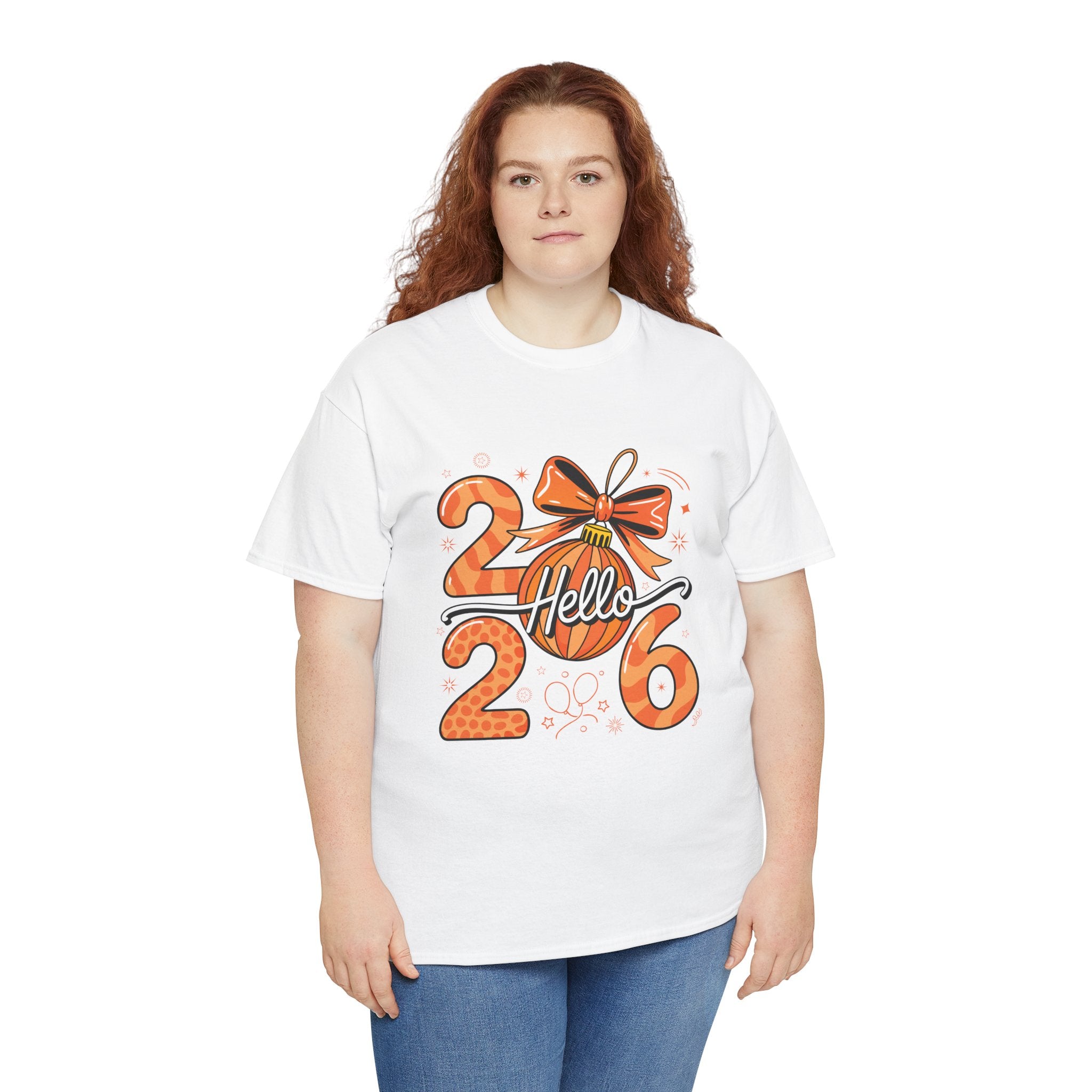 Hello 2026 Christmas Ornament Tee — Festive Orange Holiday Unisex Cotton T-Shirt