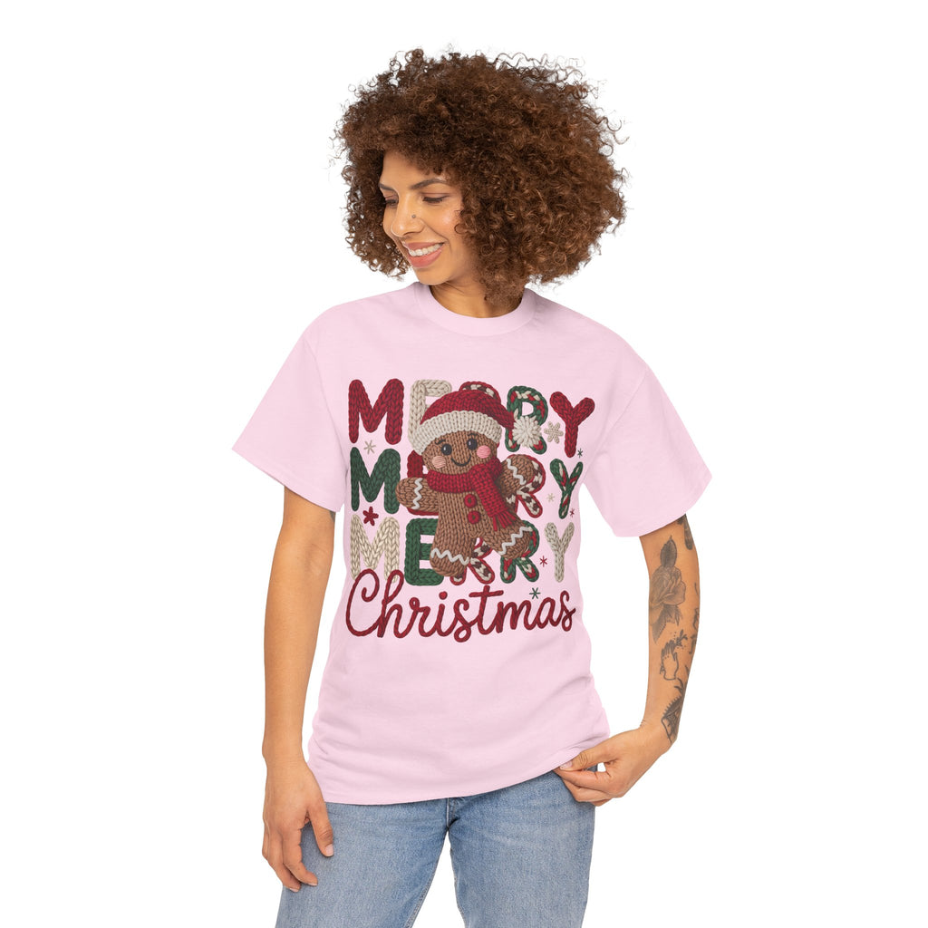 Merry Merry Merry Christmas Gingerbread Unisex Cotton Tee