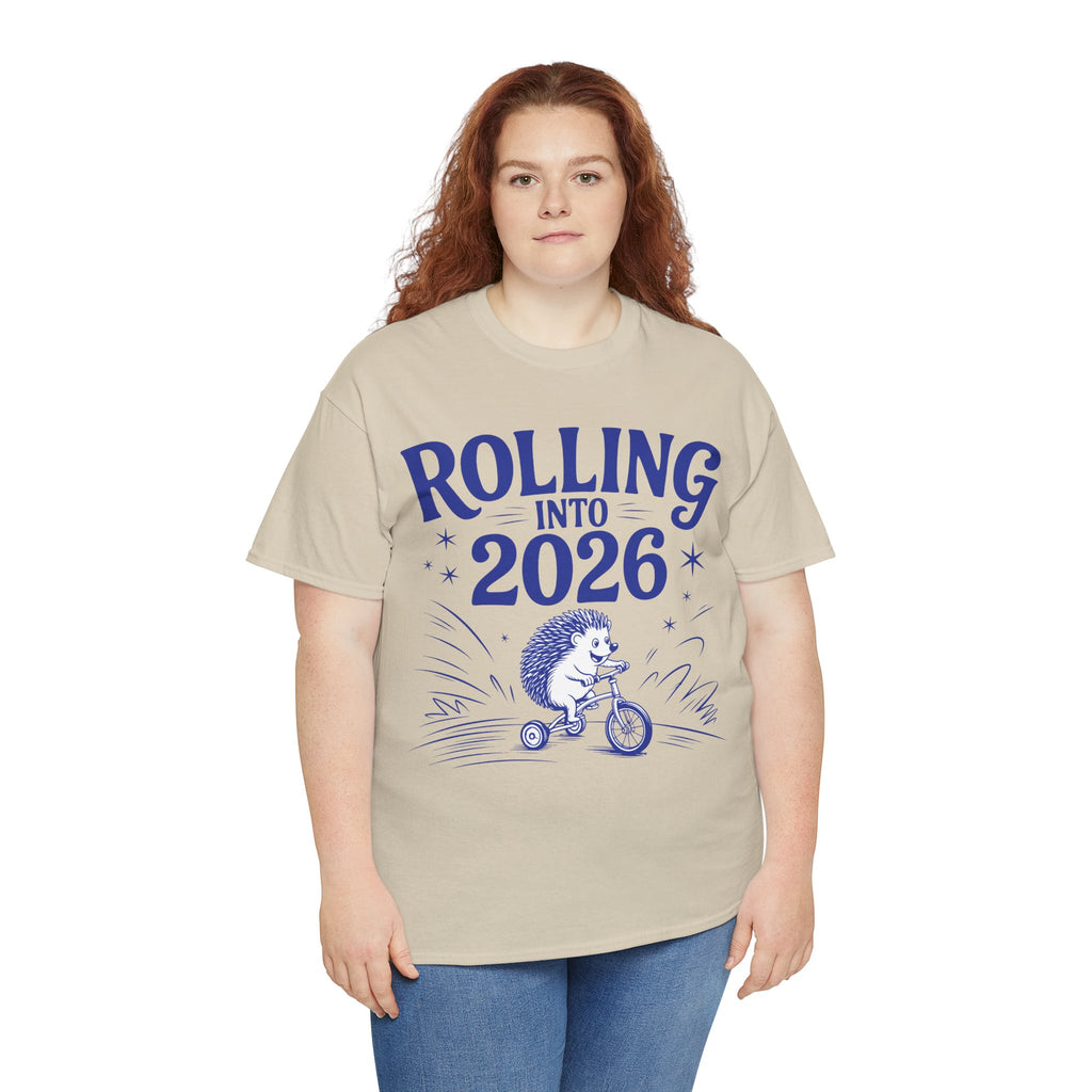 Rolling Into 2026 Hedgehog Tricycle Unisex Cotton Tee