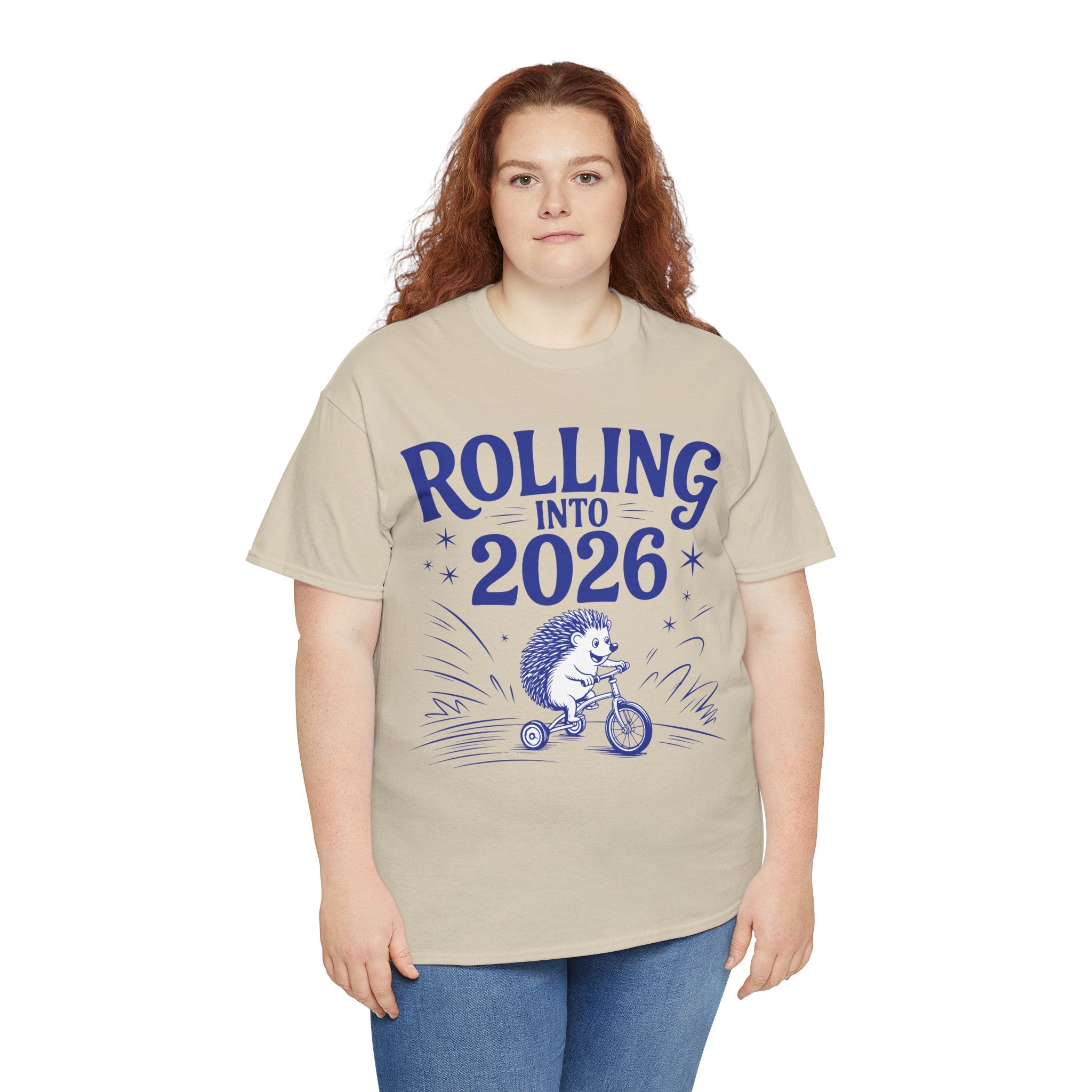 Rolling Into 2026 Hedgehog Tricycle Unisex Cotton Tee