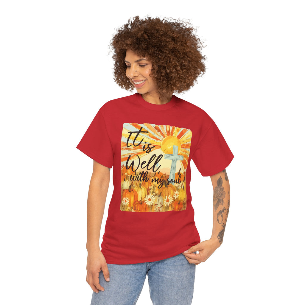 It Is Well With My Soul Pumpkin Sunrise Unisex Cotton T-Shirt