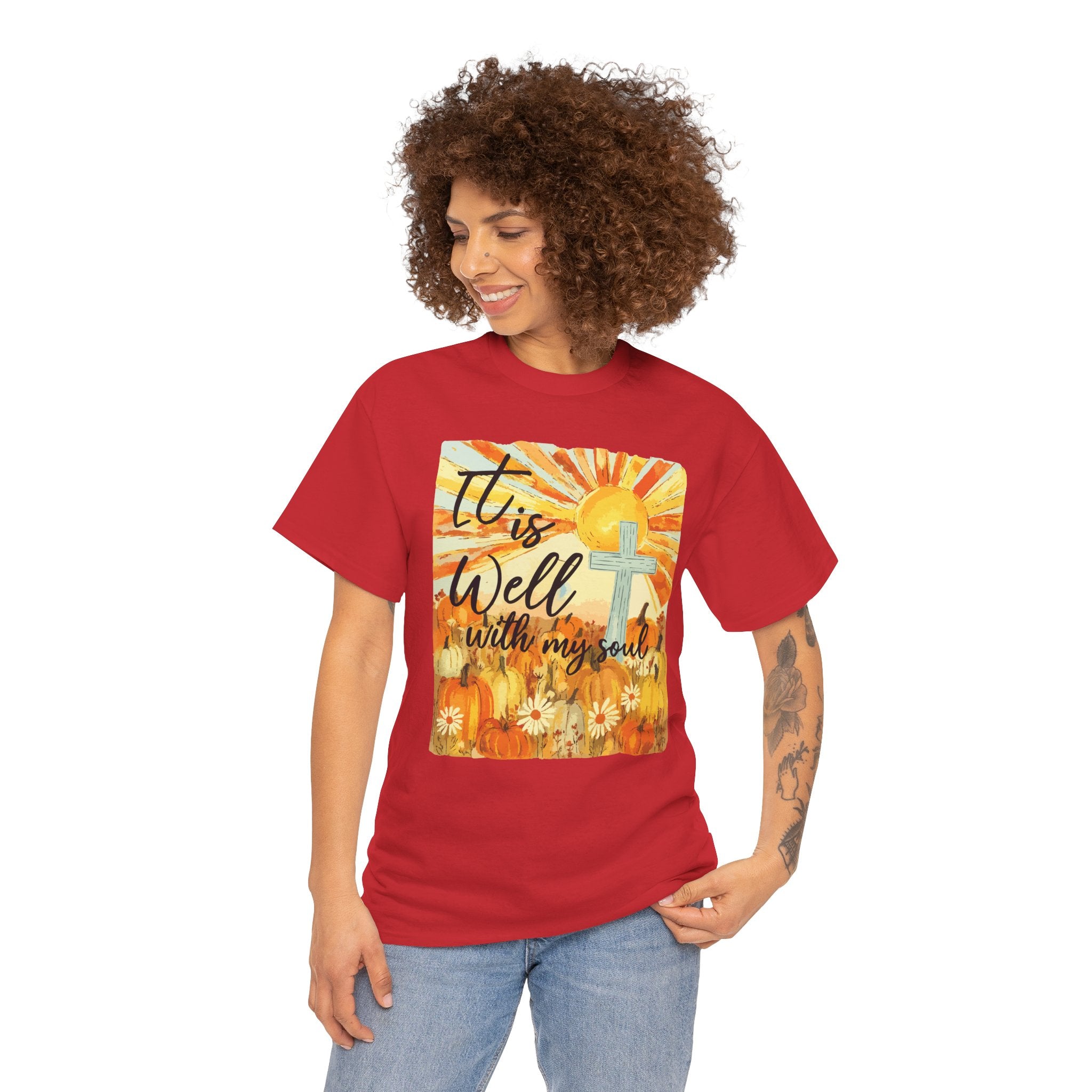 It Is Well With My Soul Pumpkin Sunrise Unisex Cotton T-Shirt