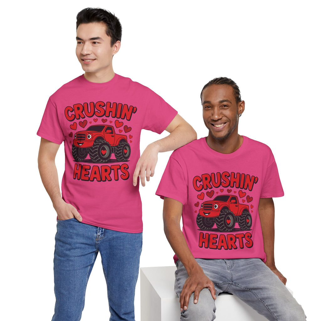 Crushin’ Hearts Valentine Monster Truck Unisex Cotton Tee