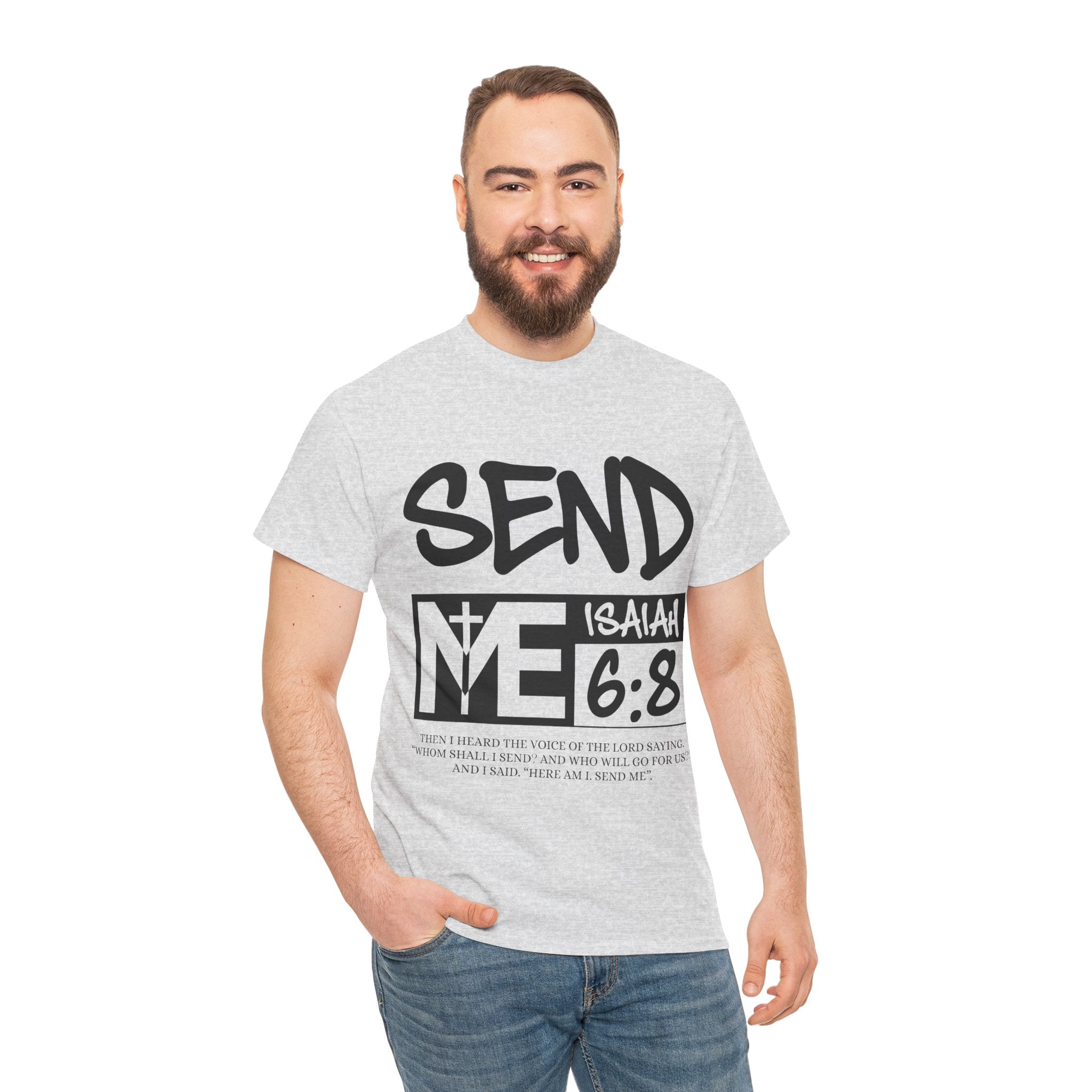 Send Me Isaiah 6:8 Christian T-Shirt — Cross Faith Unisex Cotton Tee