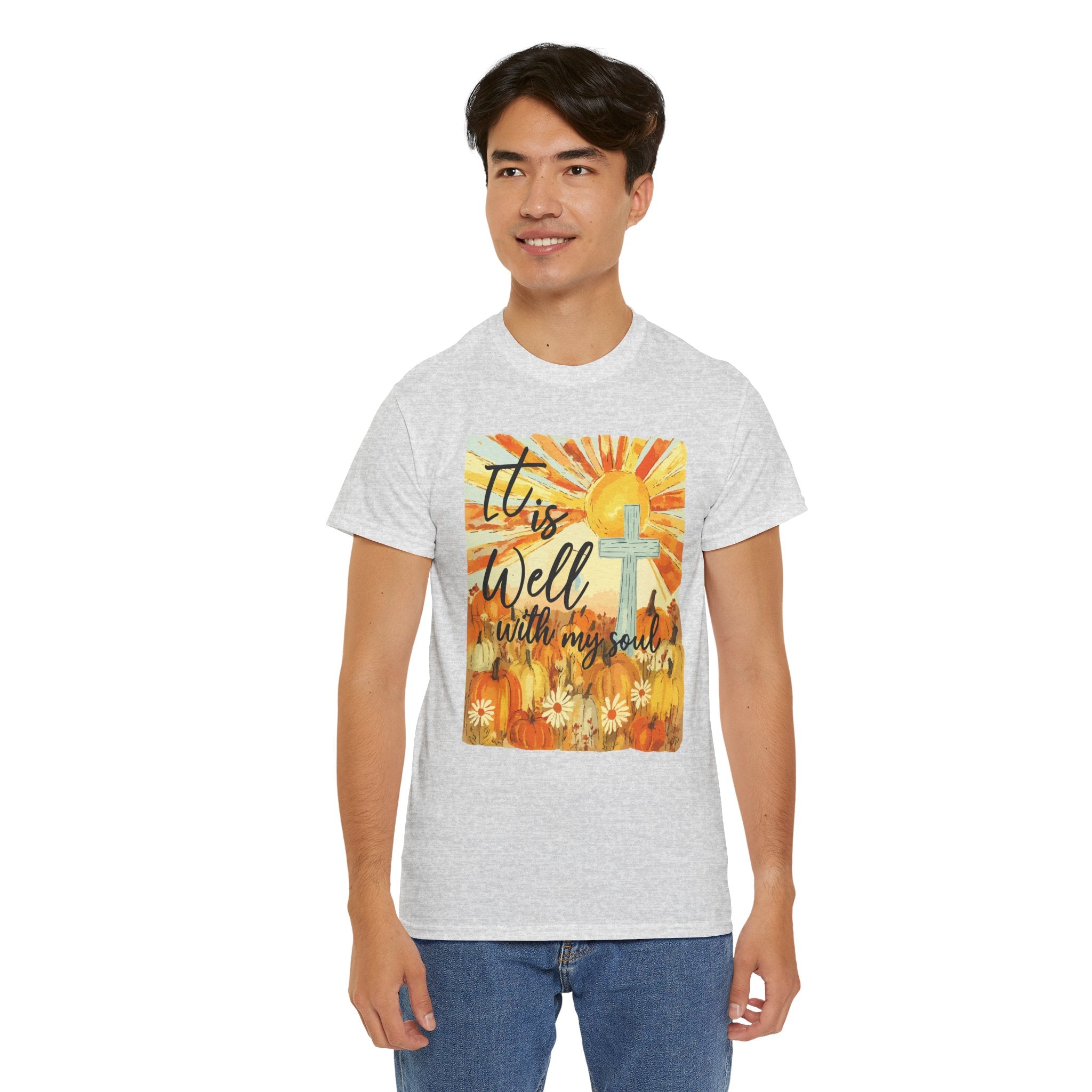 It Is Well With My Soul Pumpkin Sunrise Unisex Cotton T-Shirt