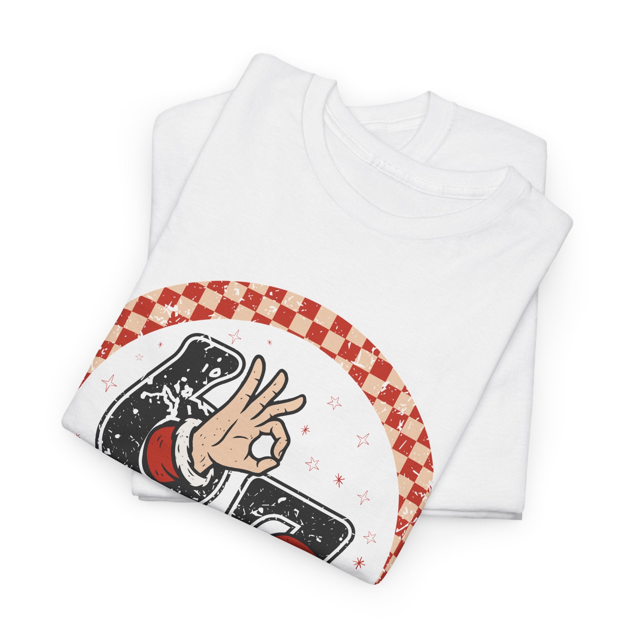 Retro Christmas Tee — Santa '67' & 'Y'all' Red Checkered Graphic.Unisex Cotton Tee