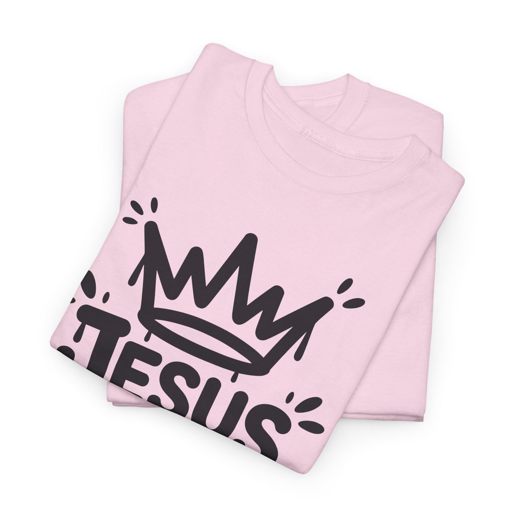 Jesus Is King Crown T-Shirt — Minimalist Christian Unisex Cotton Tee