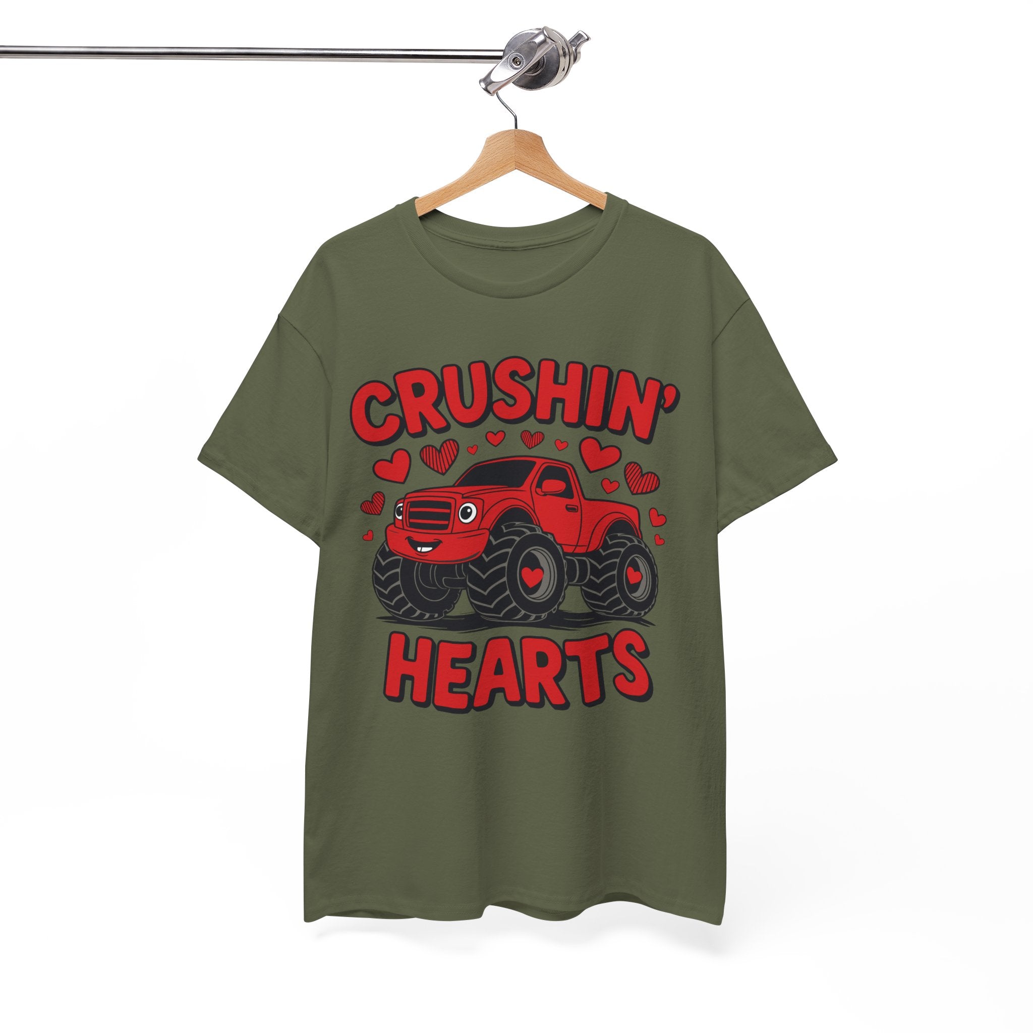 Crushin’ Hearts Valentine Monster Truck Unisex Cotton Tee