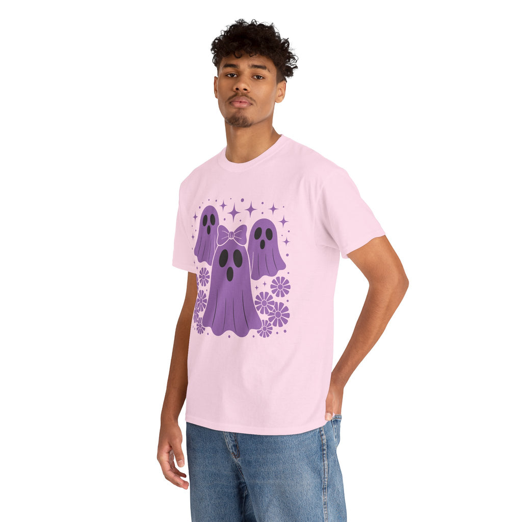 Purple Ghost Halloween Unisex Cotton Tee