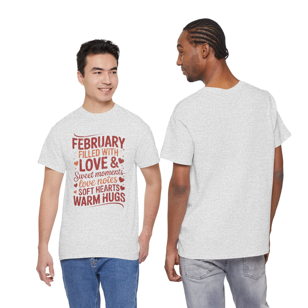 February Filled With Love Tee — Cozy Love Notes Valentine's Unisex Cotton Tshirt