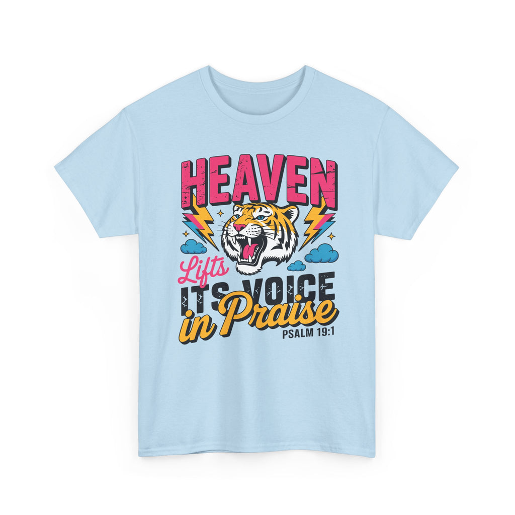 Psalm 19:1 Tiger Praise T-Shirt — Bold Christian Roaring Tiger Graphic.Unisex Cotton Tee