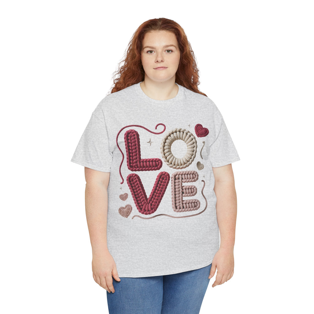 LOVE Faux Yarn Heart Unisex Cotton Tee