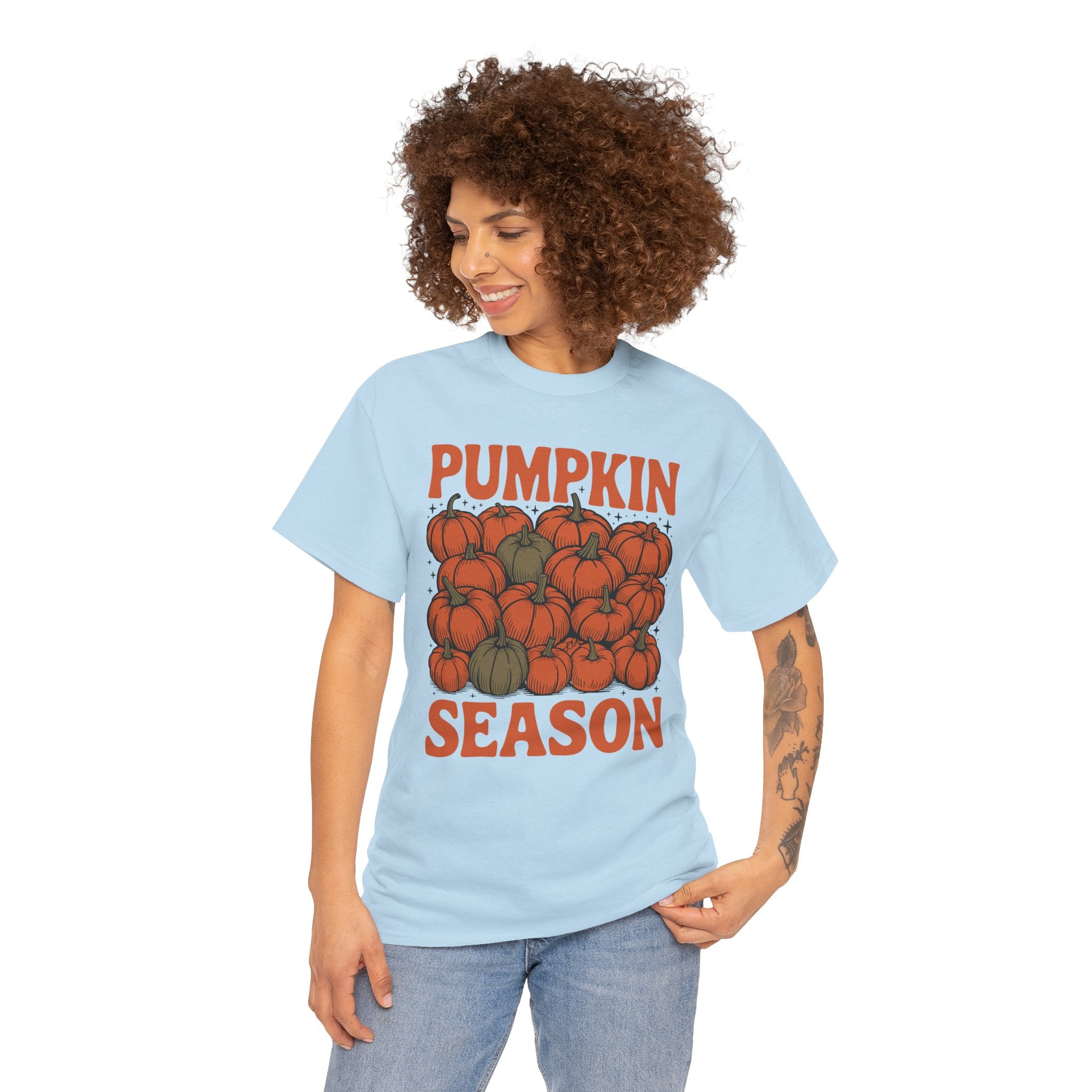 Pumpkin Season Tee — Fall Pumpkin Pile Unisex Cotton Tee