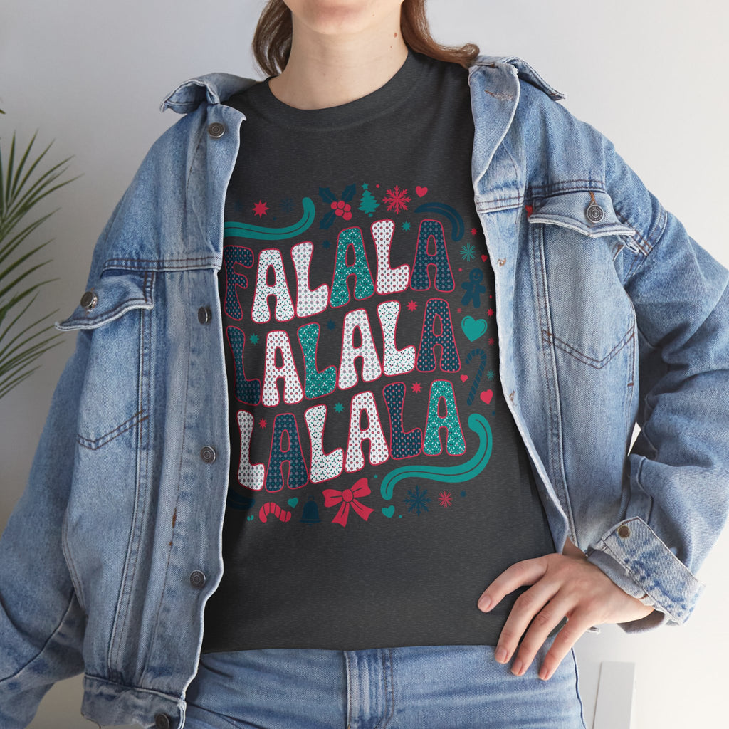 Fa La La La La Christmas T-Shirt — Festive Candy Cane & Gingerbread Holiday Unisex Cotton Tee