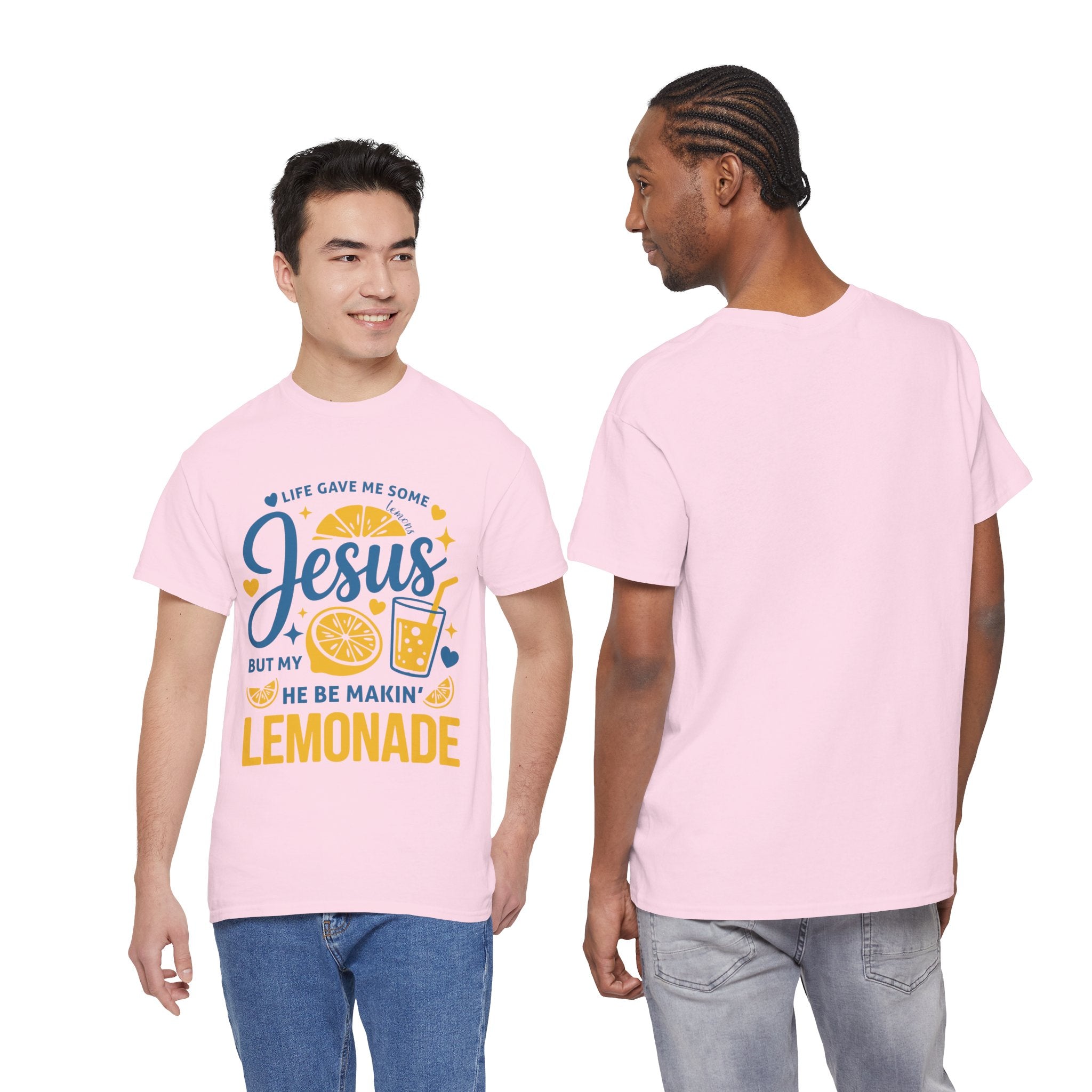 Christian Lemonade T-Shirt — “Life gave me some lemons but my Jesus He be makin’ lemonade”. Unisex Cotton Tee
