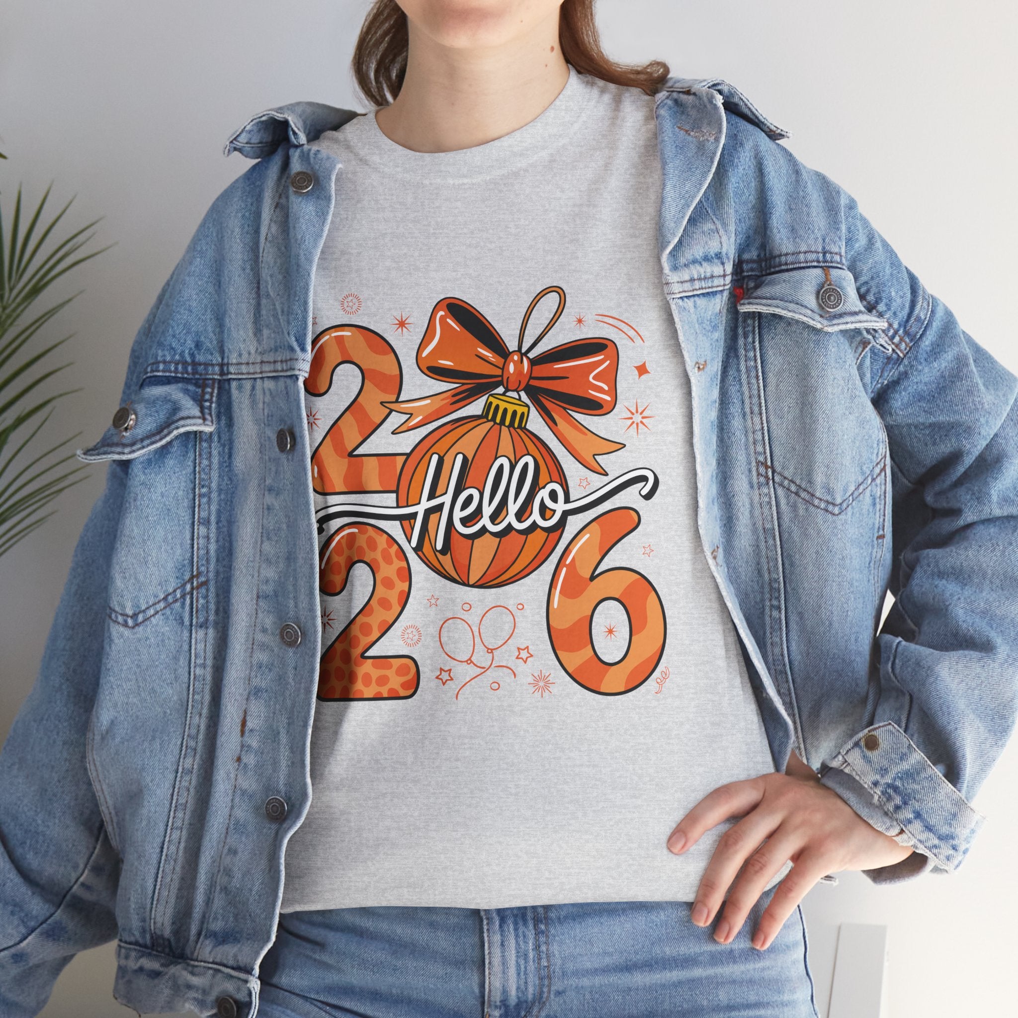 Hello 2026 Christmas Ornament Tee — Festive Orange Holiday Unisex Cotton T-Shirt
