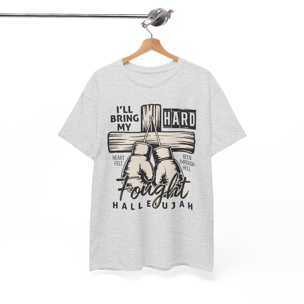 Christian Boxing Gloves Cross Tee — "I’ll Bring My Hard-Fought Heart."Unisex Cotton Tee