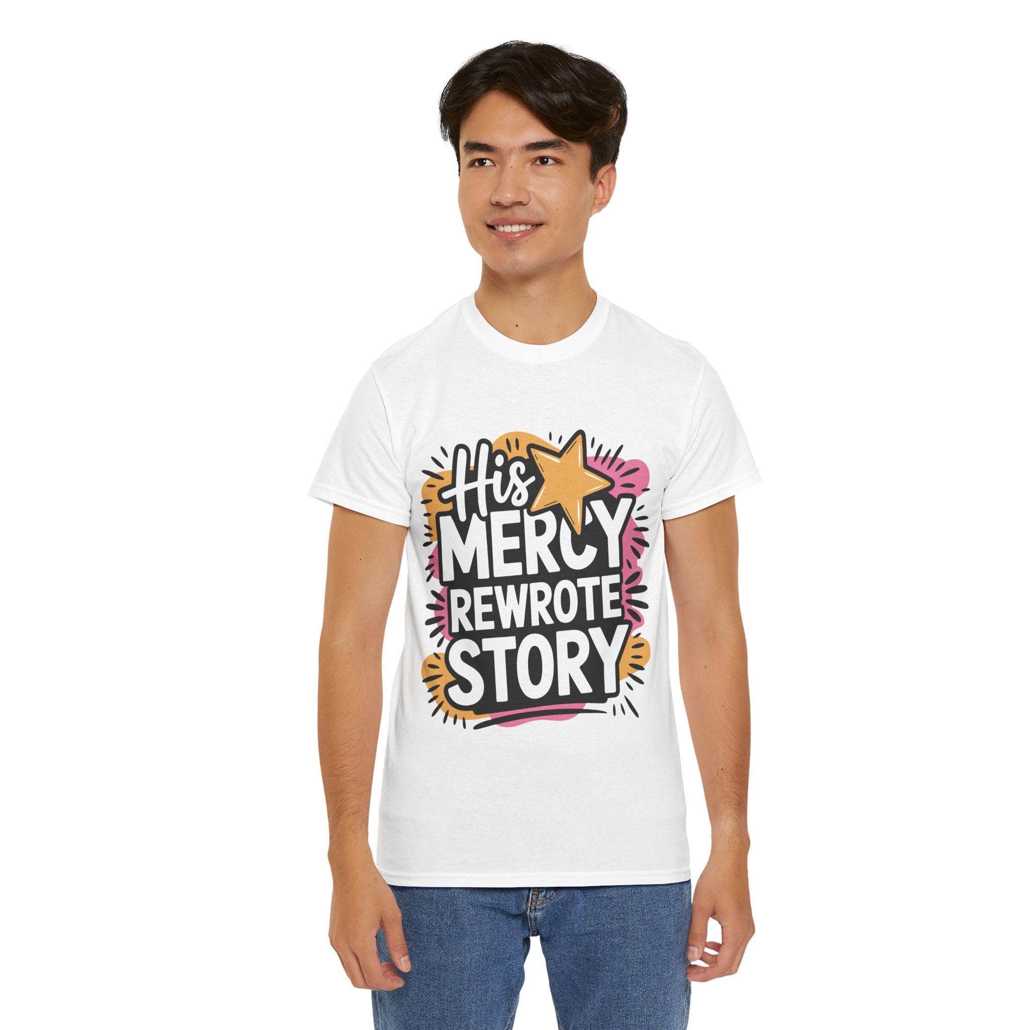 His Mercy Rewrote My Story Tee — Retro Christian Graphic T-Shirt