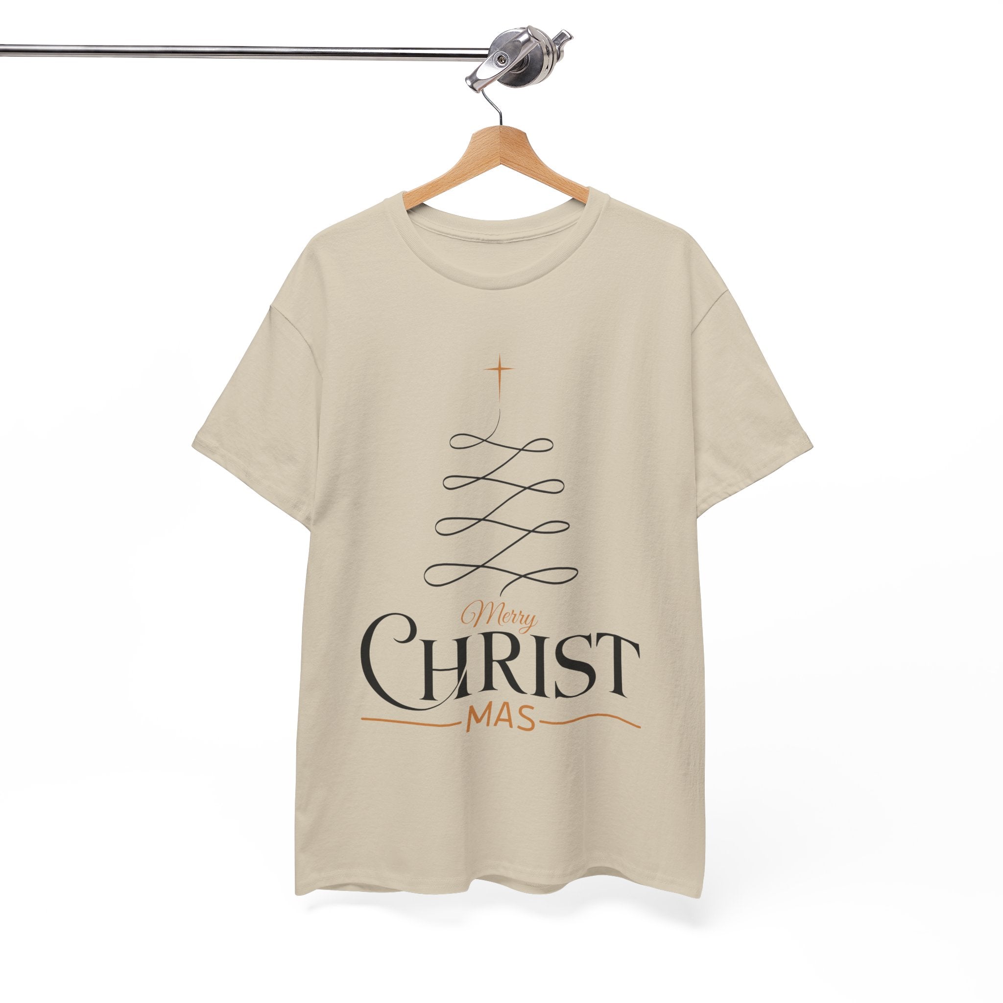 Merry Christmas Gold Cross Tree Unisex Cotton Tee