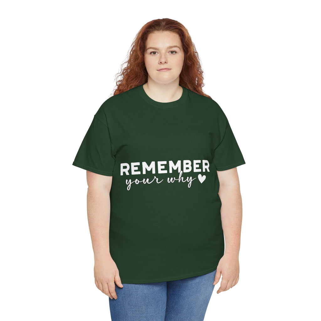 Remember Your Why Tee — Minimalist Heart Motivational Unisex Cotton Tshirt