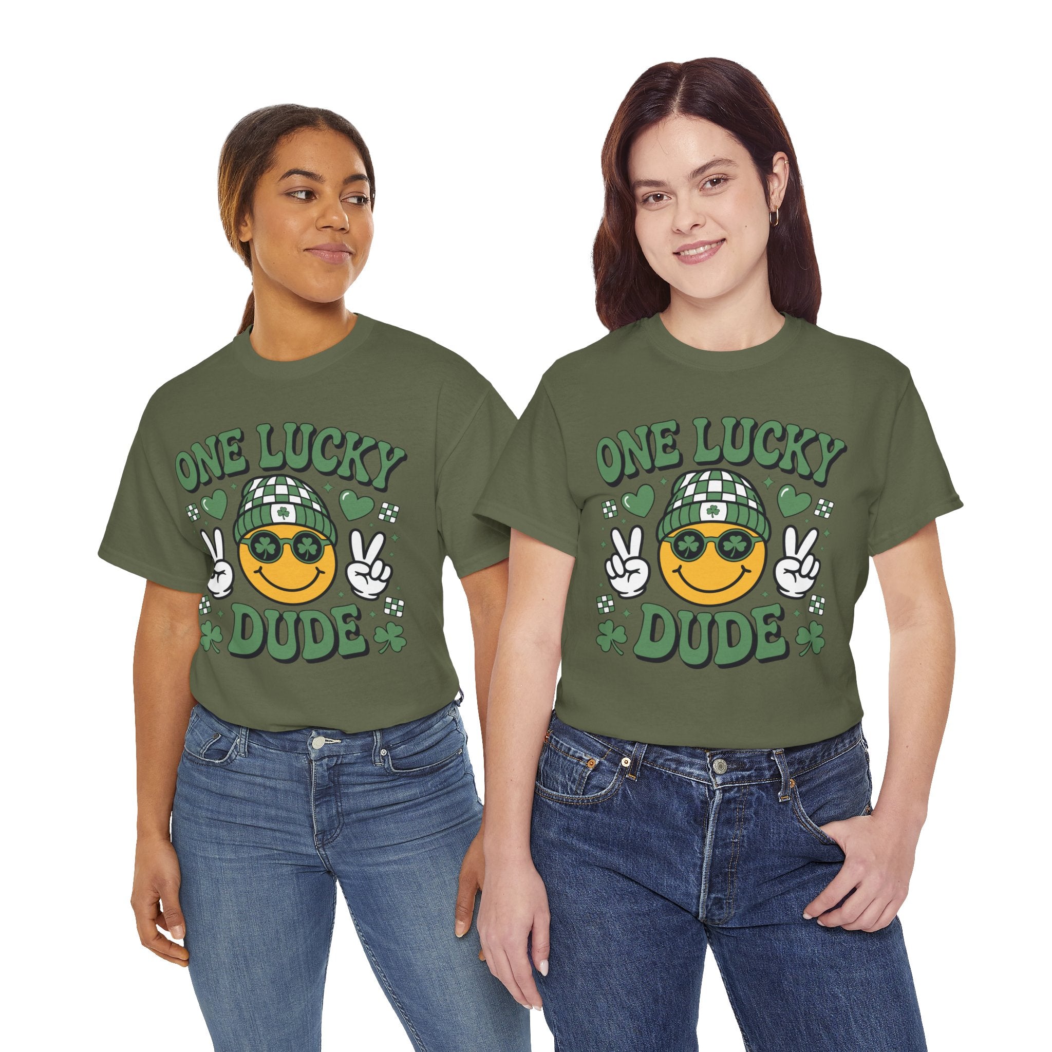One Lucky Dude Shamrock Tee — St. Patrick's Day Smiley Unisex Cotton Tshirt