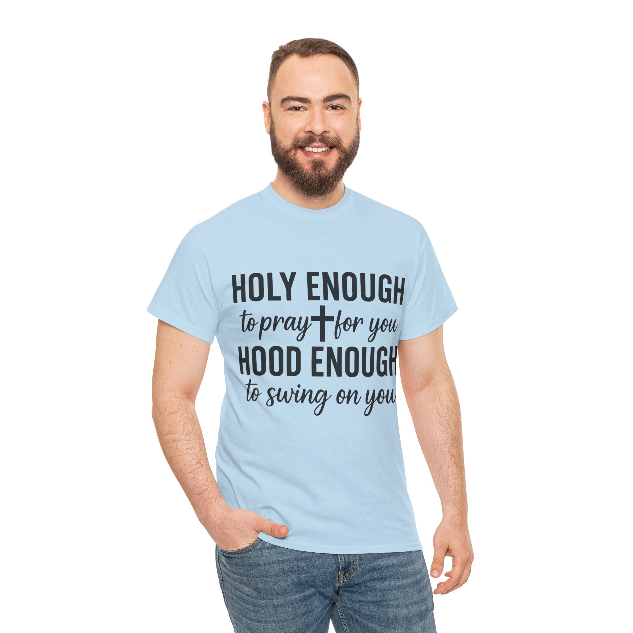 Holy Enough Christian T‑Shirt — Modern Hand‑Lettered Faith Unisex CottonTee