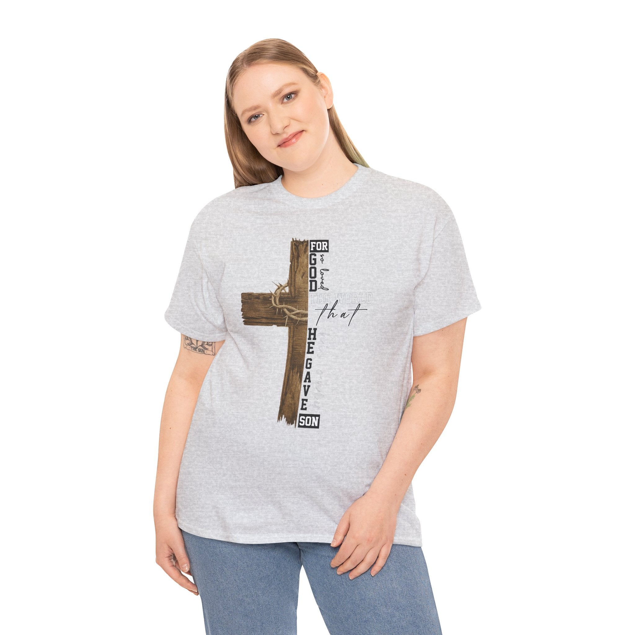 For That Son T-Shirt — Wooden Cross & Crown of Thorns Christian Unisex Cotton Tee