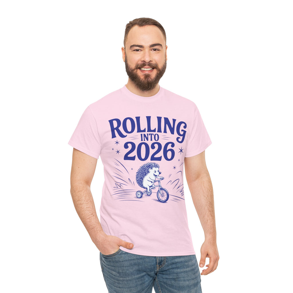 Rolling Into 2026 Hedgehog Tricycle Unisex Cotton Tee