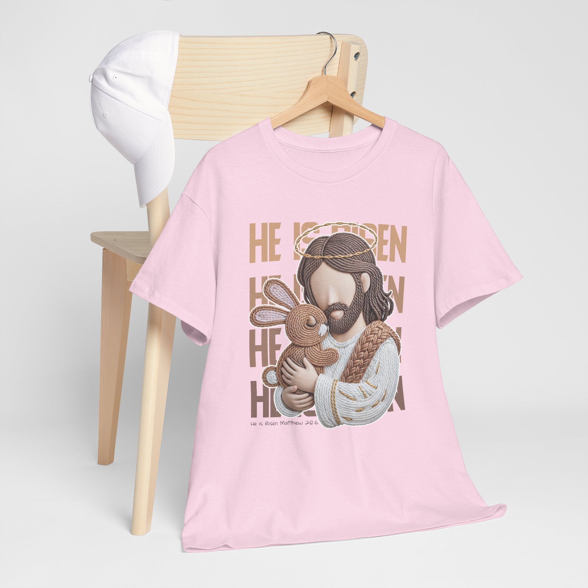He Is Risen Matthew 28:6 Jesus With Lamb Unisex Cotton T-Shirt