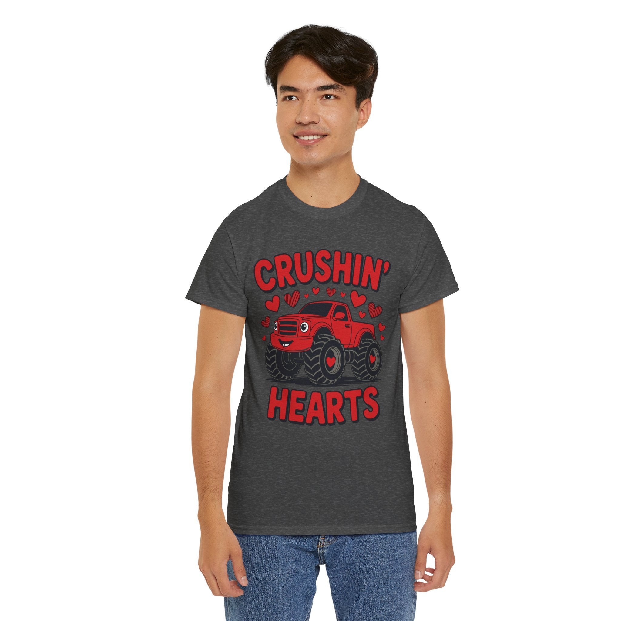 Crushin’ Hearts Valentine Monster Truck Unisex Cotton Tee