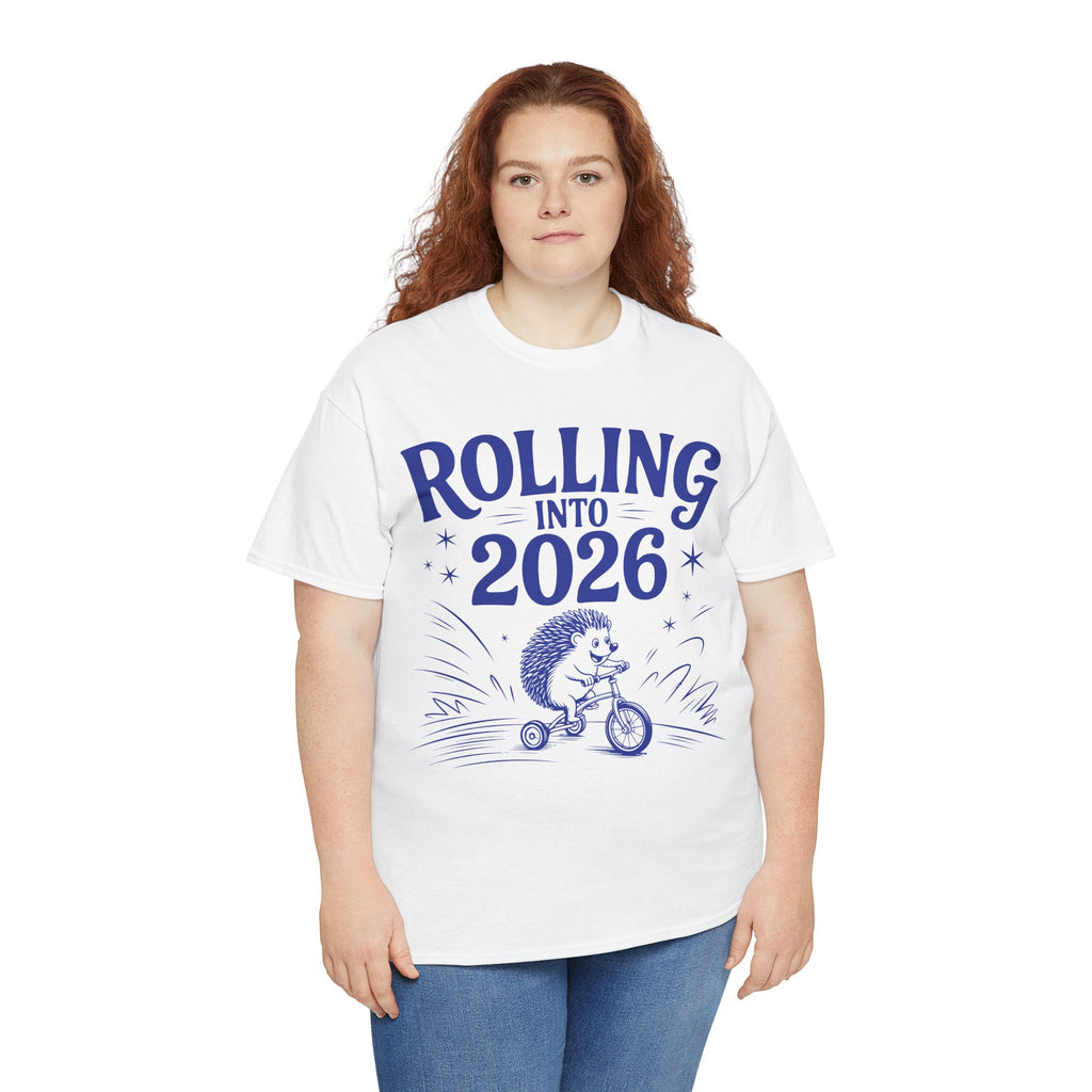 Rolling Into 2026 Hedgehog Tricycle Unisex Cotton Tee
