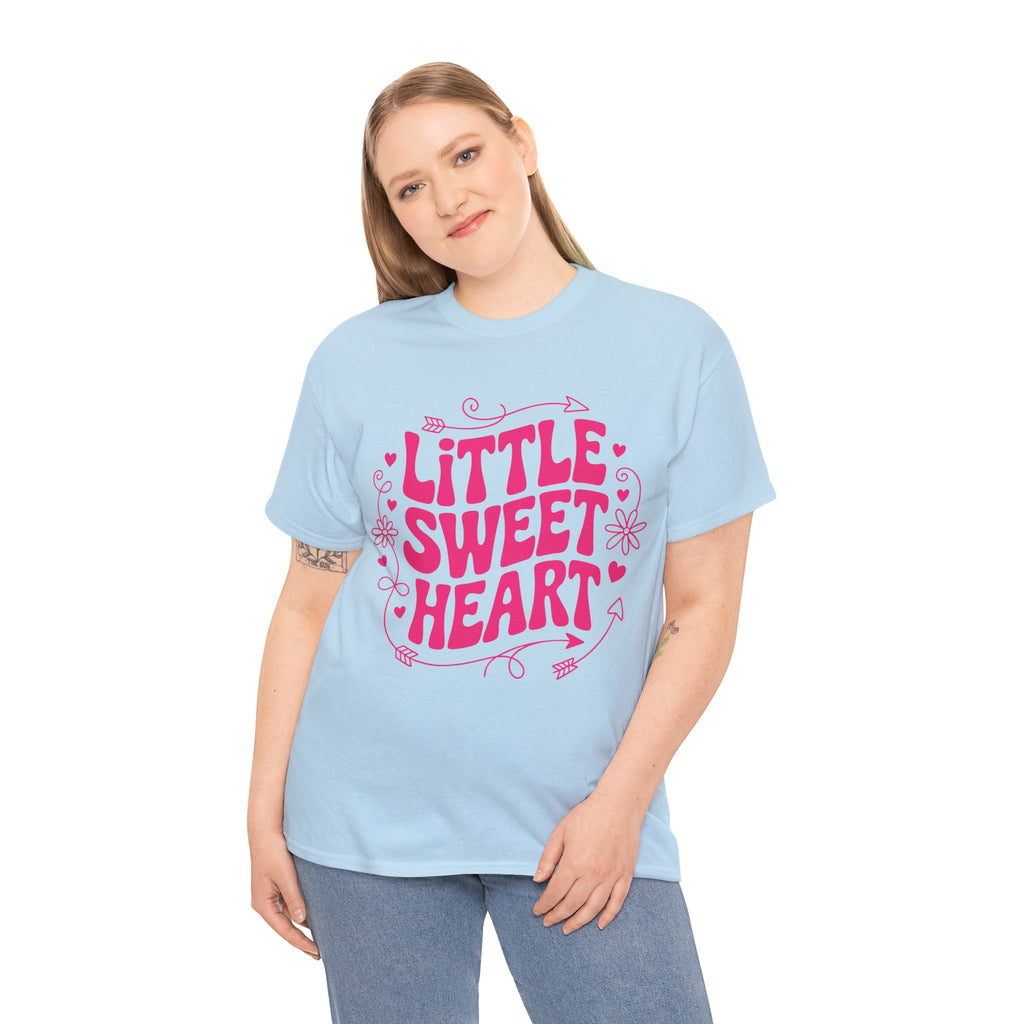 Little Sweetheart Retro Tee — Cute Red Hearts & Flowers Graphic Unisex Cotton Tee