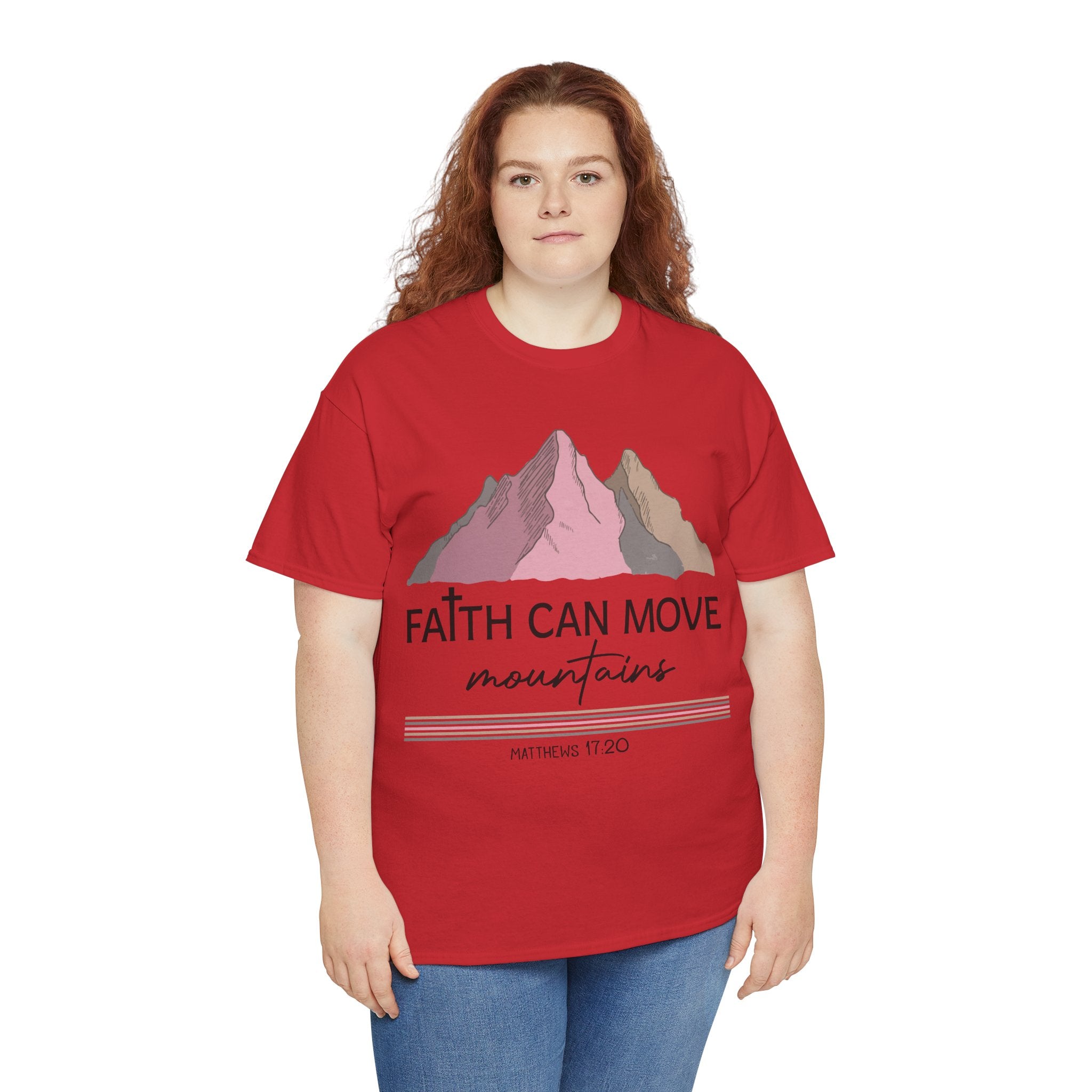 Faith Can Move Mountains Mountain Tee — Pastel Inspirational Christian Unisex Cotton T-Shirt
