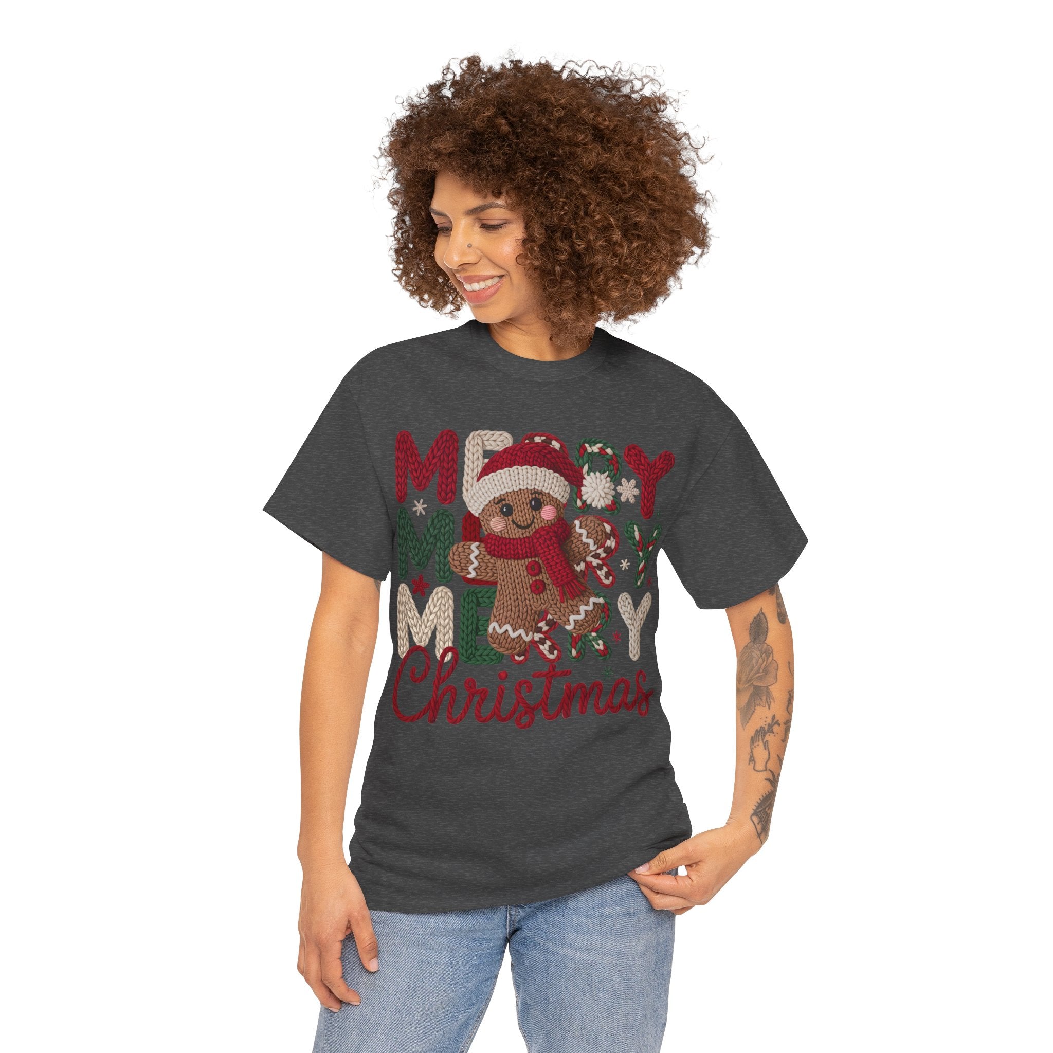 Merry Merry Merry Christmas Gingerbread Unisex Cotton Tee