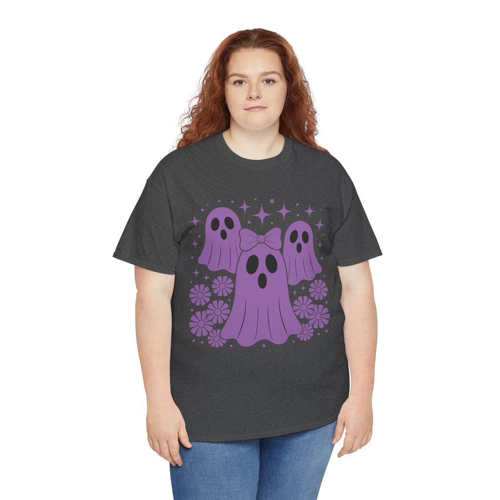 Purple Ghost Halloween Unisex Cotton Tee