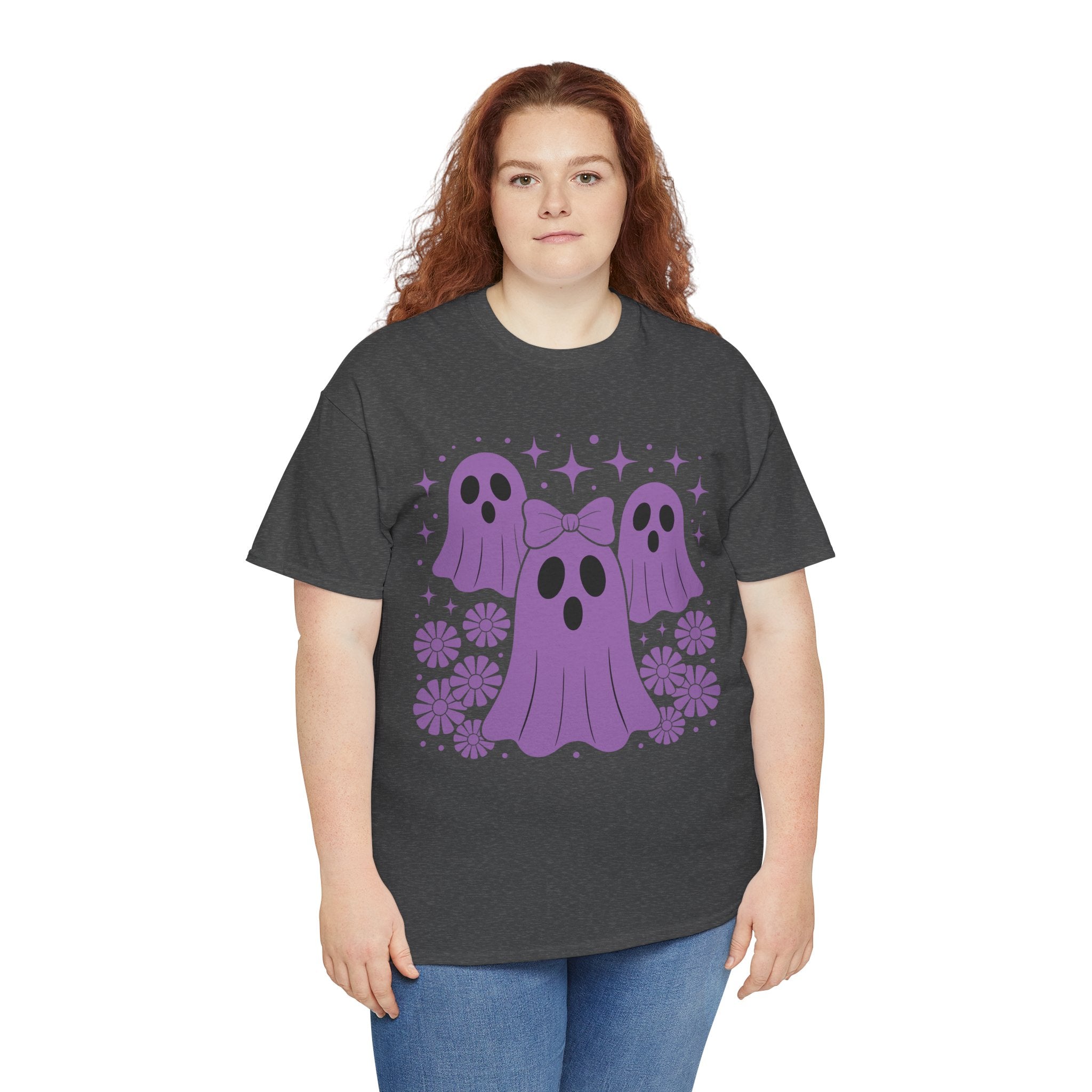 Purple Ghost Halloween Unisex Cotton Tee