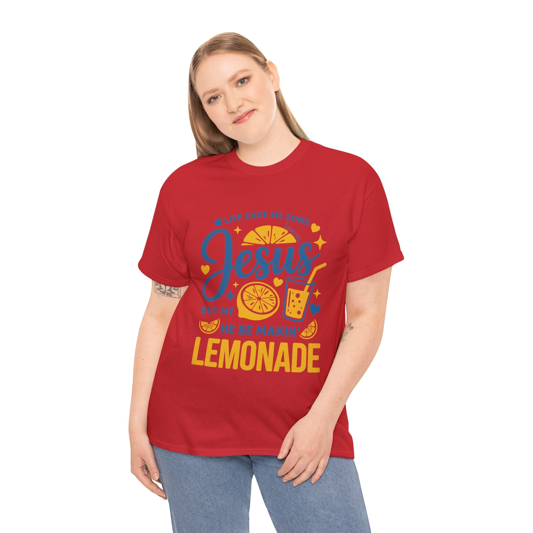Christian Lemonade T-Shirt — “Life gave me some lemons but my Jesus He be makin’ lemonade”. Unisex Cotton Tee