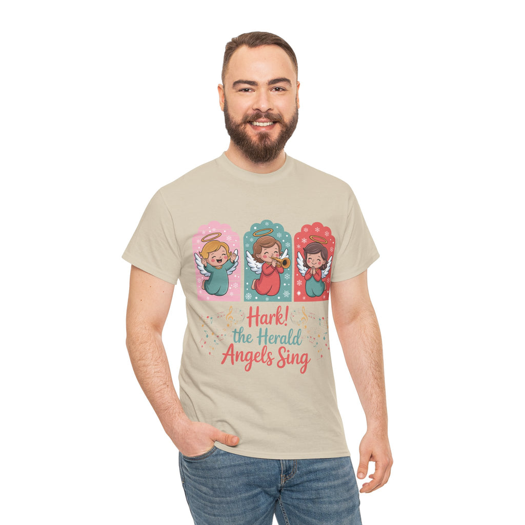 Hark! The Herald Angels Sing Tee — Three Singing Angels Christmas Unisex Cotton T-Shirt