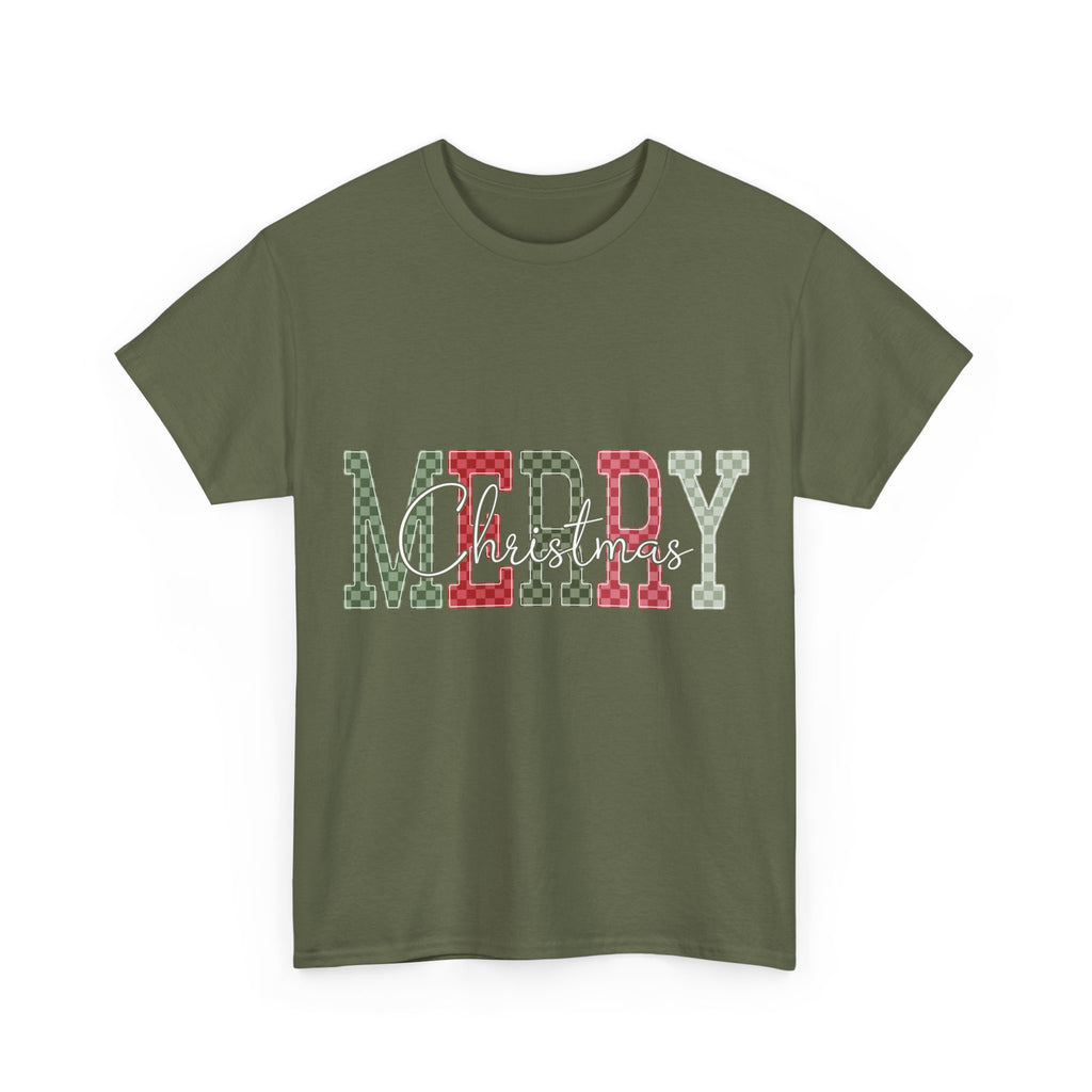 Plaid Merry Christmas Unisex Cotton Tee